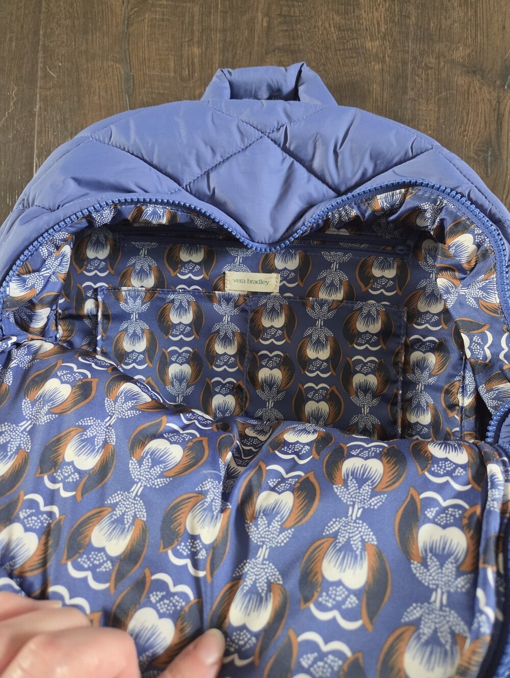 Vera Bradley Bancroft Backpack - Deep Ultramarine Quilted Back To School - Picture 9 of 12